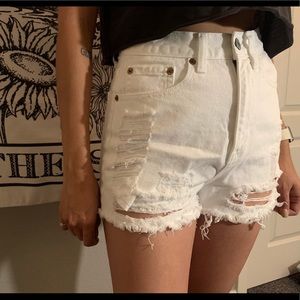 white distressed shorts